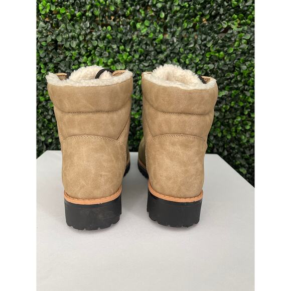 YO KI Women’s Lace up Boot, Faux Fur Lining, Size 39 (8.5) Chunky Heel - Picture 4 of 7